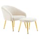 image 1 of Interiors by Premier Dark Beige Velvet Chair with Gold Legs and Footstool, Contemporary Accent Chair with high Footstool