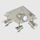 image 1 of ValueLights 4 Way Square Brushed Chrome Ceiling Spotlight with LED GU10 Warm White Bulbs Chrome