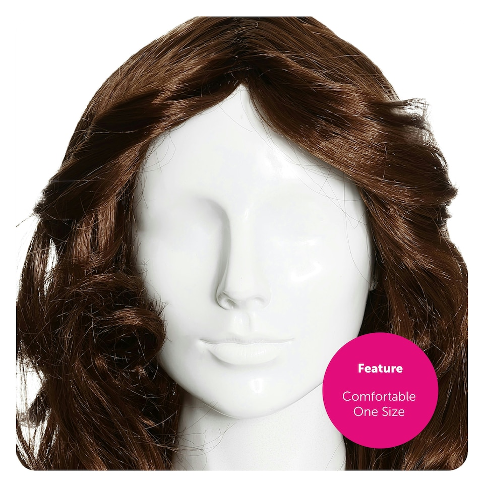 image 1 of 70s Flick Wig – Brown Retro Fancy Dress Hairpiece for Disco & Vintage Costumes Brown | One Size