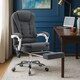 image 2 of Neo Office Chair Brown Faux Leather with Massage Function & Footrest | Grey