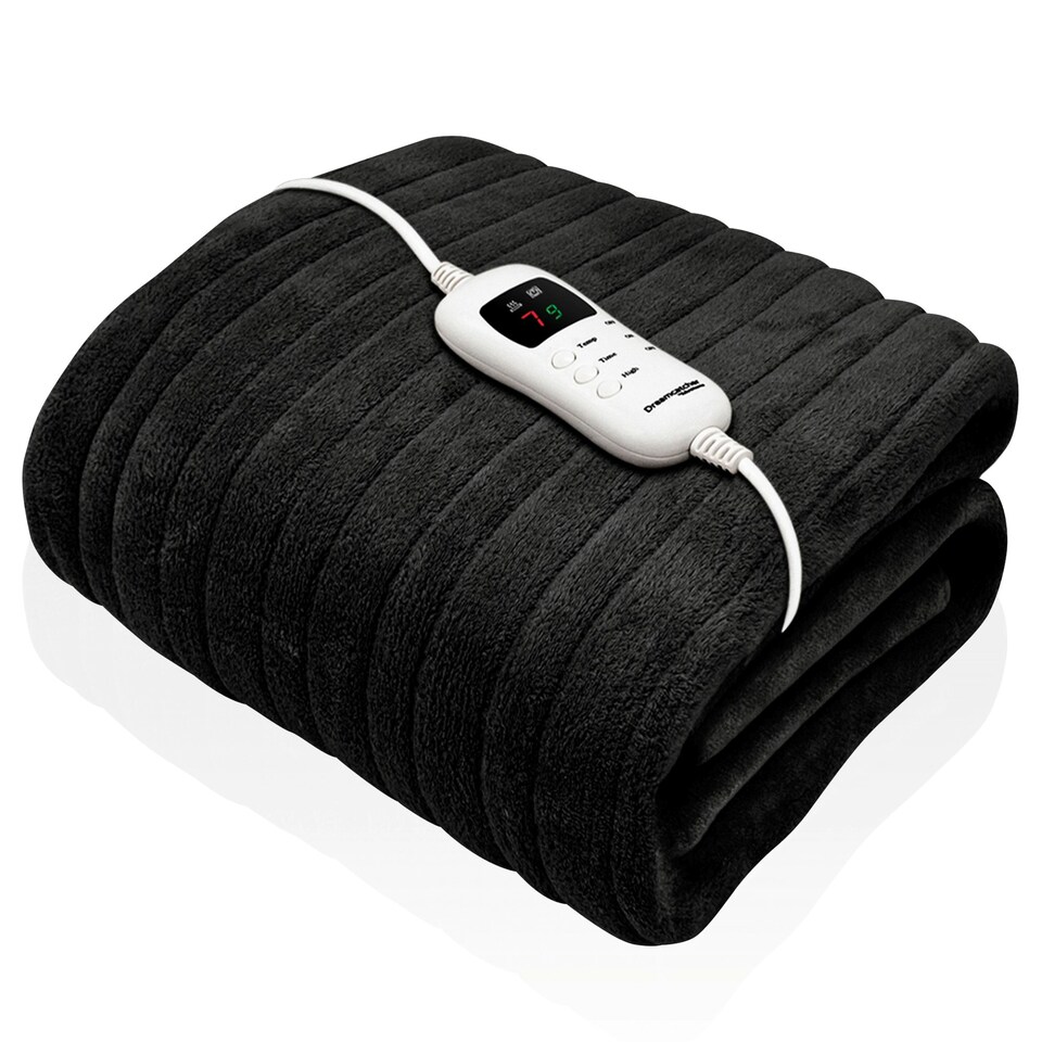 image 1 of Dreamcatcher Black Soft Microfleece Electric Blanket Heated Throw 160x120cm Black
