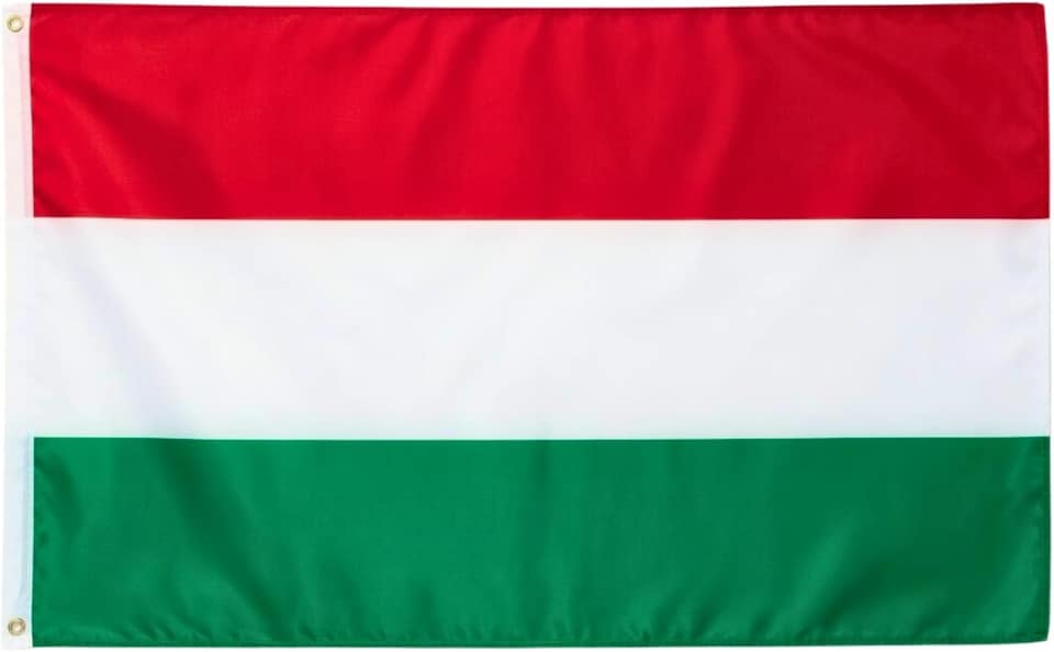 image 1 of Hungary Flag 5ft x 3ft with Brass Eyelets – Polyester Hungarian Flag Banner for Football Matches, National Celebrations, Home & Garden Display | Multi