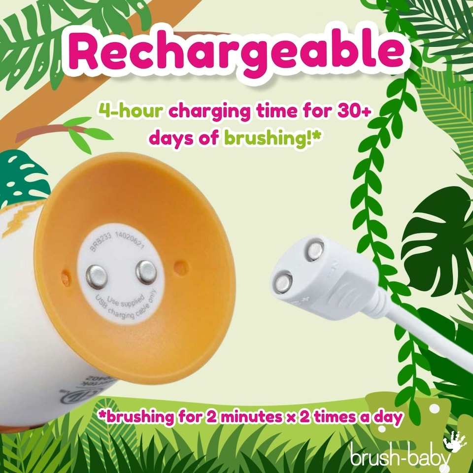 image 1 of Brush Baby WildOnes™ Monkey Kids Electric Rechargeable Toothbrush