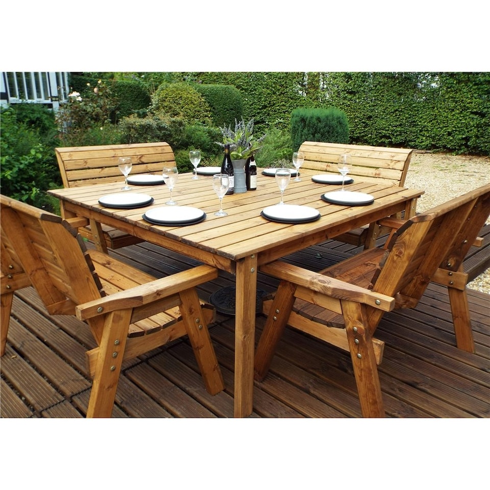 image 1 of Traditional Eight Seater Table Set with 4 Benches