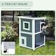 image 4 of PawHut Wood 2-Floor Cat Condo Pet House Kitten Shelter with Window - Gray