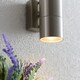 image 3 of Canon 2 Light Outdoor Up Down Wall Light Clear Glass, Polished Stainless Steel IP44, GU10