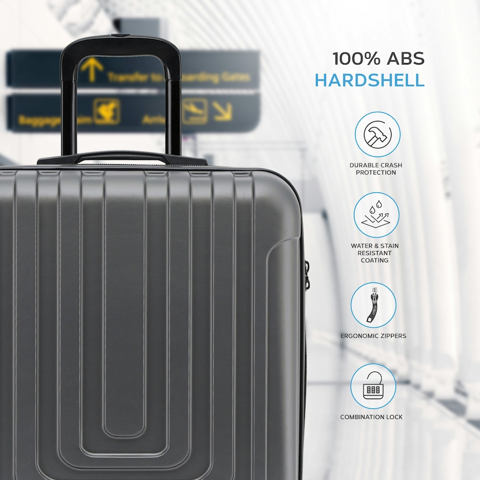 image 1 of Flight Knight Premium Hard Shell Lightweight Cabin Suitcase - 8 Spinner Wheels - Built-in TSA Lock & USB Port - easyJet Large Cabin Approved - 56x45x25cm Cream | Cream | Cabin Bag