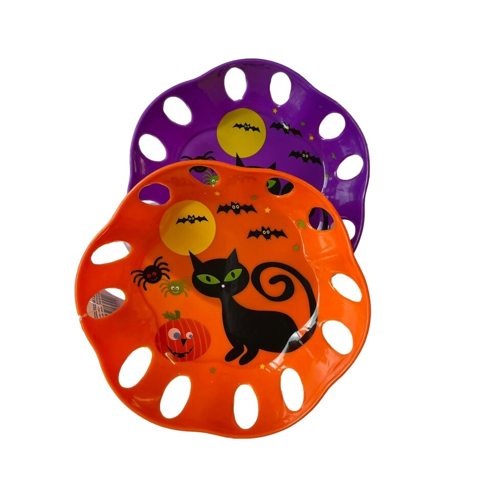 image 1 of Single 8.5" Halloween Plastic Party Dish With Decal