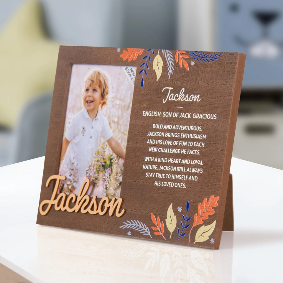 image 1 of History & Heraldry Pre-Personalised Kids Wooden Picture Frame - Jackson