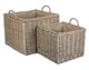image 1 of Set of 2 Antique Wash Square Hessian Lined Log Basket | Brown | Brown | Not provided