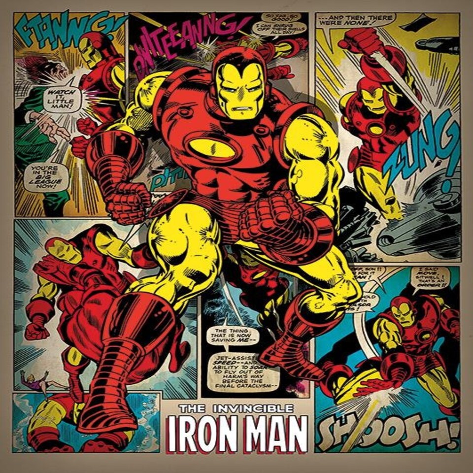 Iron Man (Retro) 60x80x2cm Stretched Canvas Print