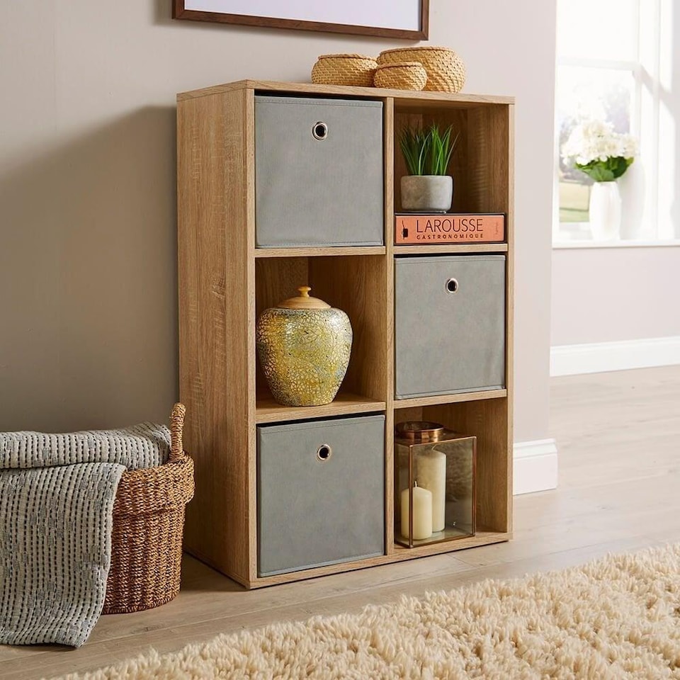 image 1 of Storage Cube 6 Shelf Bookcase Wooden Display Unit Organiser Furniture | Brown