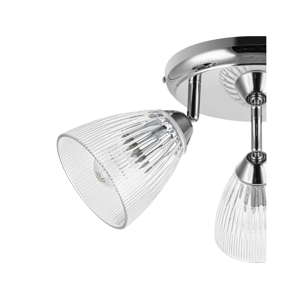 image 1 of COSYLYTE Athella Bathroom 3 Light Modern Ribbed Glass Spotlight - Chrome Base | Chrome | 1