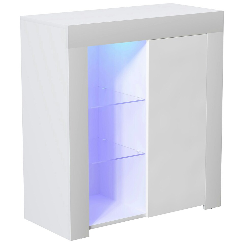 image 1 of Vida Designs Azura 1 Door LED Sideboard Buffet Cabinet Storage, White