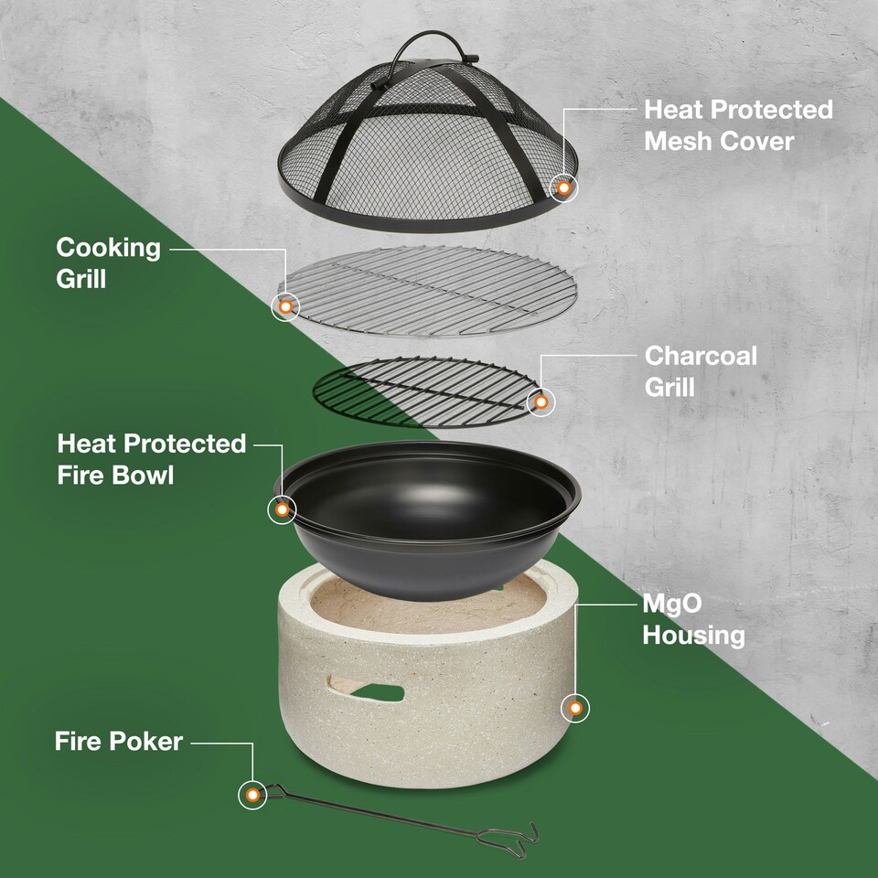 image 1 of VonHaus Fire Pit MgO Material Use Wood or Charcoal
