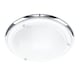 image 1 of ValueLights Flat Chrome Opal Glass IP44 Bathroom Ceiling Light and Bulb