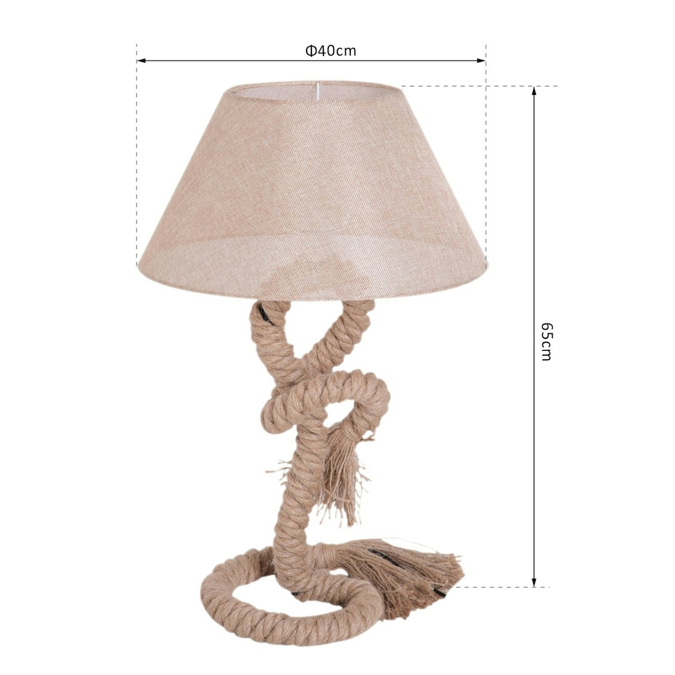 image 1 of HOMCOM Table Lamp Indispensable Nautical Twisted Rope E27 Base Bedside Light