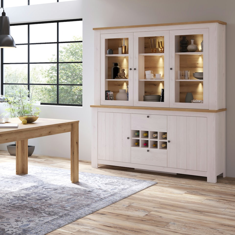 image 1 of Celesto 3 Door Display Top Unit in White and Oak