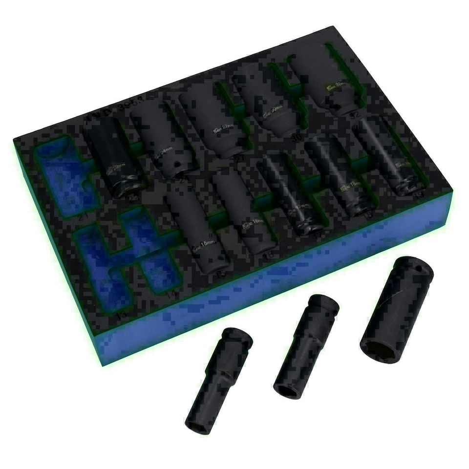 image 1 of 1/2in Drive Metric Deep Impact Impacted Sockets 6 Sided 13mm - 32mm 13pc