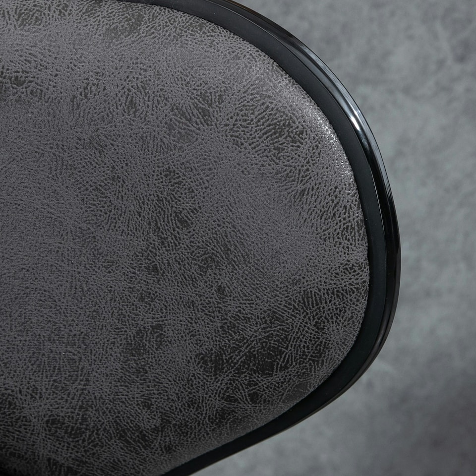 image 1 of HOMCOM Bar Stool Set of 2 PU Leather Adjustable Height Armless Chairs Dark Grey