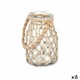 image 1 of Candleholder Tin Transparent Natural Glass Rope 14 x 21 cm (6 Units) N/A