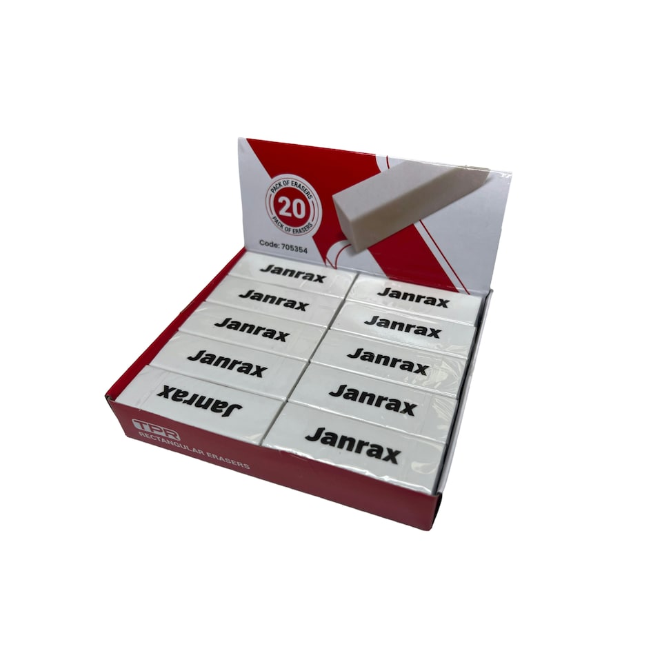 image 1 of Pack of 20 TPR Rectangular Erasers