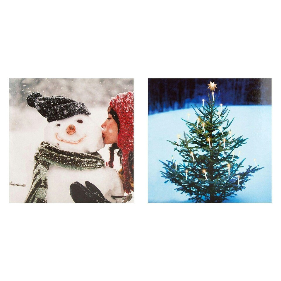 image 1 of Gallery Christmas Card Pack 'Snowman and Tree' 10 Cards, 2 Designs