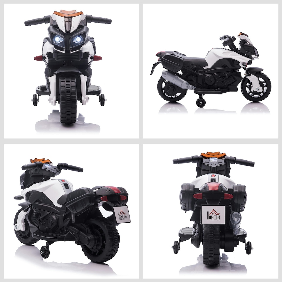 image 1 of HOMCOM Kids 6V Electric Motorcycle Ride-On Toy Battery 18 - 48 months White