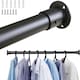 image 1 of Extendable Wardrobe Clothes Rail Rod Pole Black Stainless Steel Adjustable Store - Large (80-165cm) Black