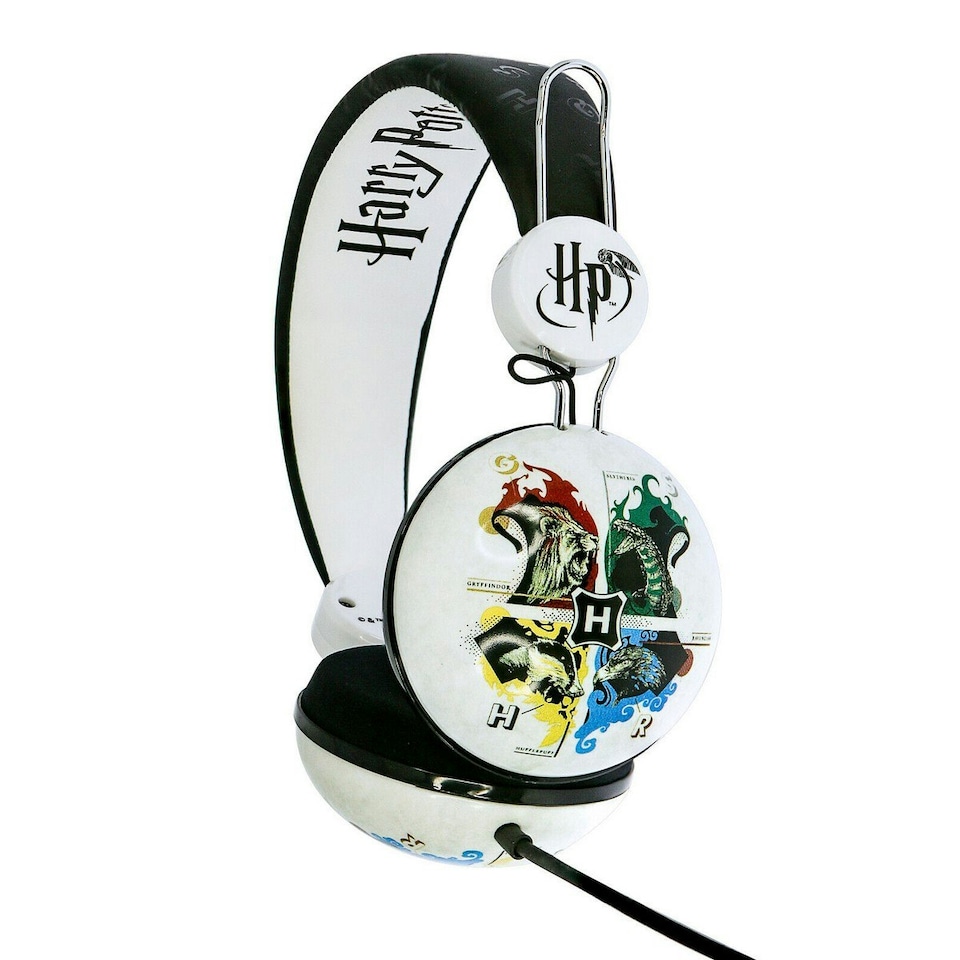 image 1 of Harry Potter Childrens/Kids Hogwarts Crest On-Ear Headphones - Black/White - One Size (UTOH151)