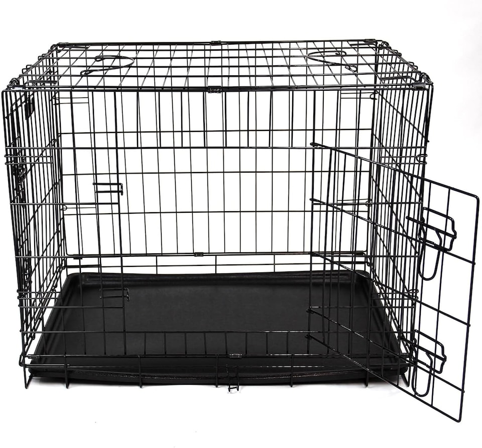 image 1 of Actiaspet Foldable Metal Dog Cage Crate with Tray Black Multiple Sizes (Black, Extra Large)