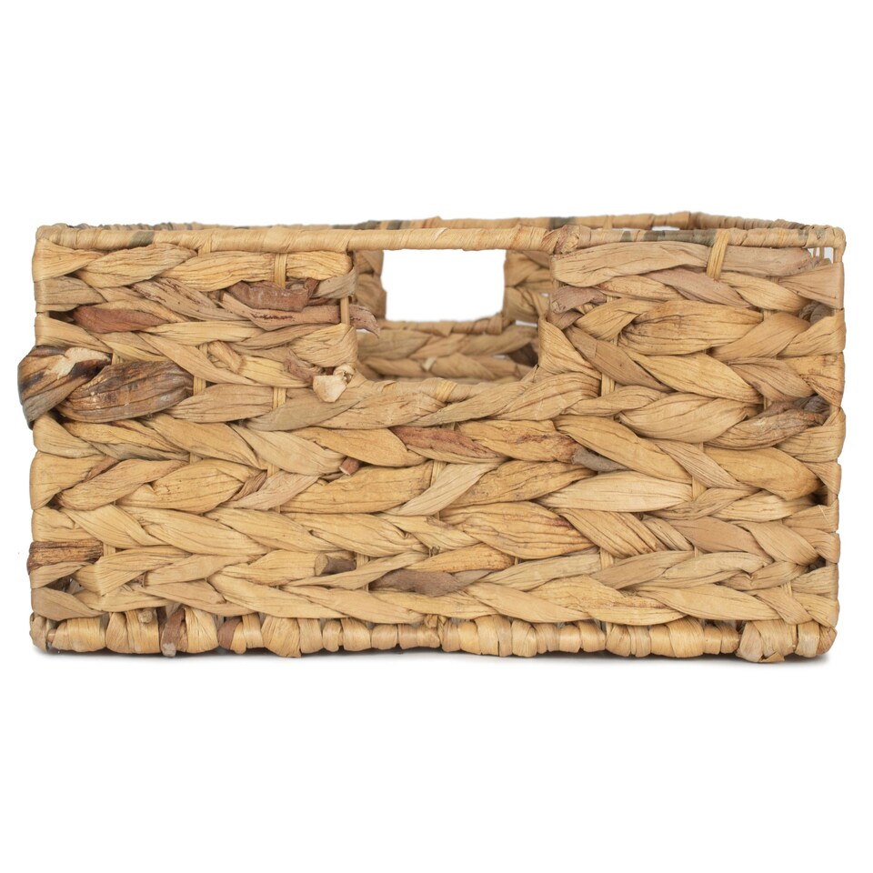 image 1 of Water Hyacinth Shallow Rectangular Storage Basket Brown | Brown | L