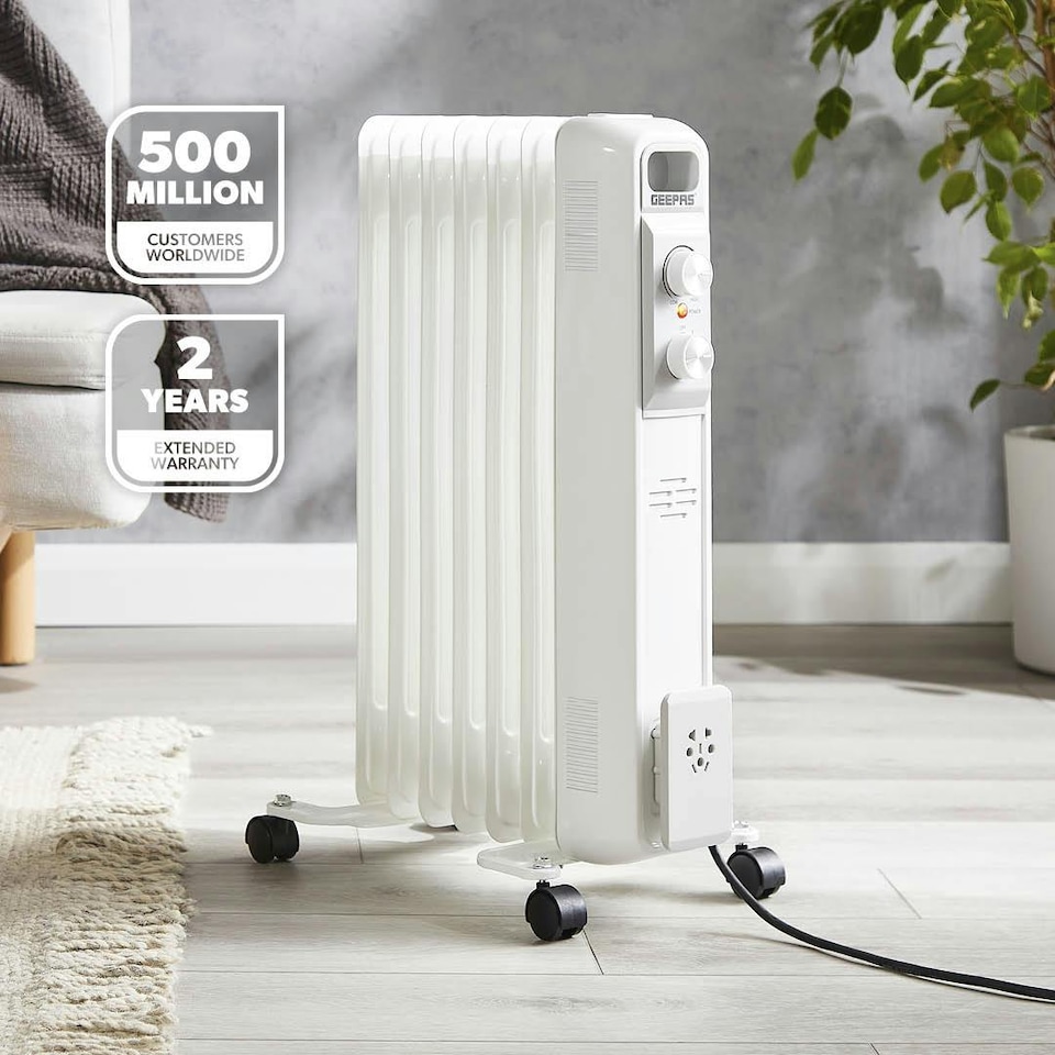 image 1 of GEEPAS Oil Filled Radiator Heater 1500W, 7 Fin