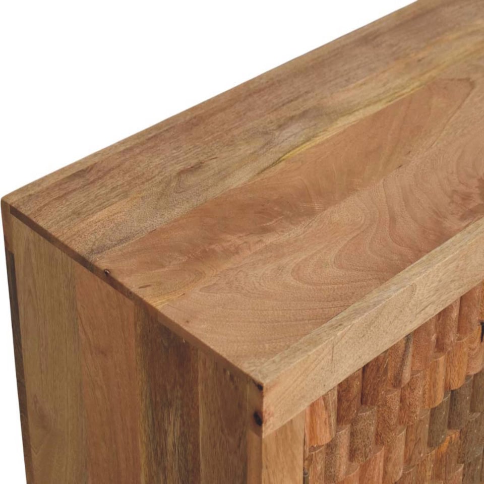 image 1 of Artisan Furniture Solid Wood Cadiz Carved Block Storage Cabinet