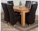 image 2 of Dakota 127 x 82cm Oak Small Dining Table and 6 Lola Leather Chairs | Black | Black