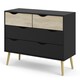 image 3 of Oslo Chest of 4 Drawers in Black and Oak