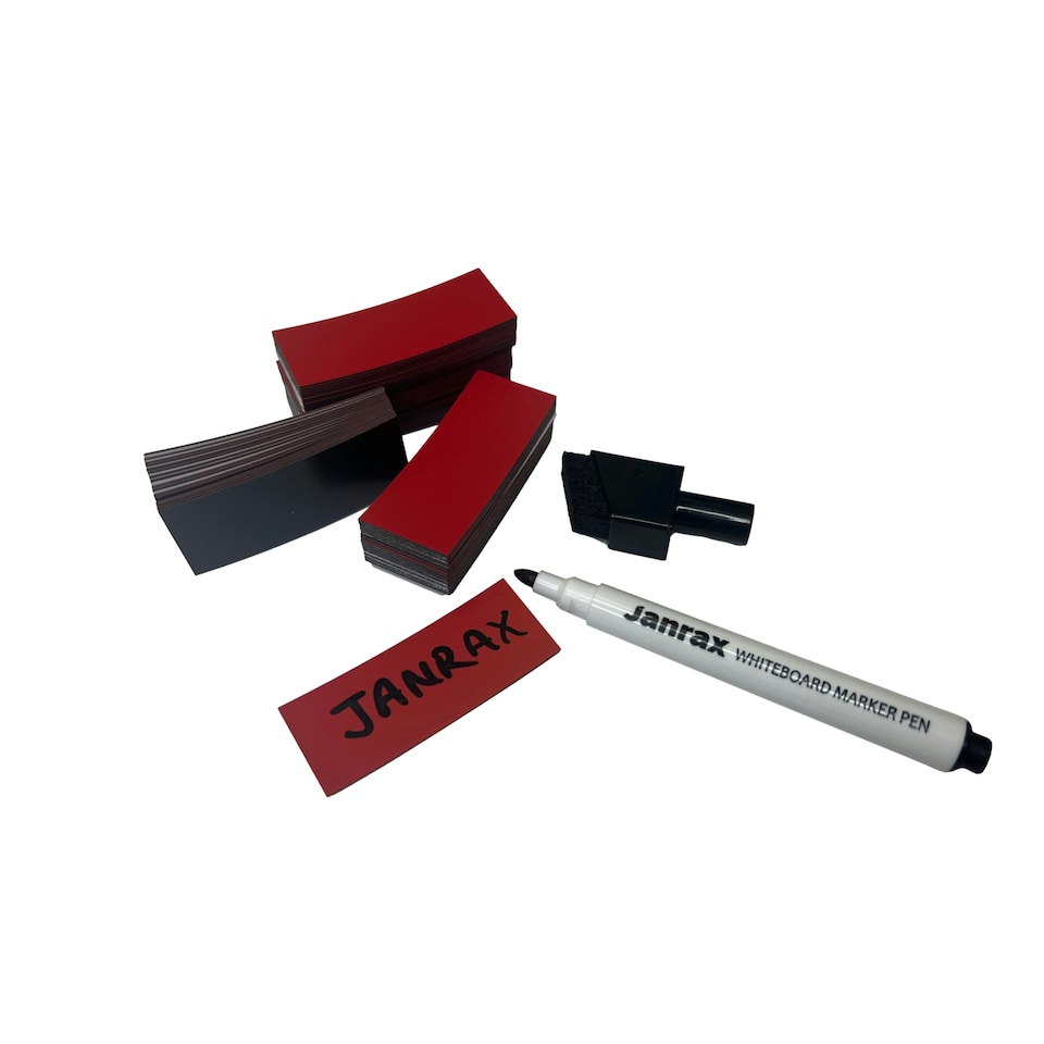 image 1 of Pack of 75 Red Magnetic Strip Name Tag Labels