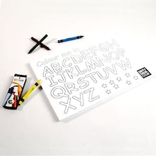 ABC Colouring Themed A4 Colouring sheet With 4 Crayons