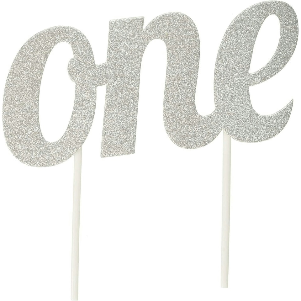 Creative Party Glitter 1st Birthday Cake Topper - Silver - One Size