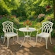 image 7 of Centurion Supports OSHOWA Luxurious Garden and Patio Table and 2 Large Chairs with Armrests Cast Aluminium Bistro Set - White