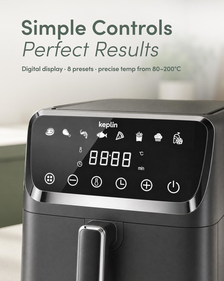 image 1 of Keplin Cook Digital Air Fryer with Touchscreen and 8 Preset Cooking Menus