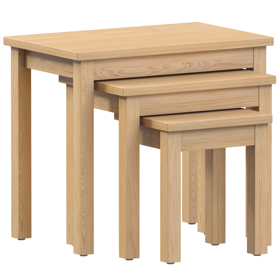 image 1 of Vida Designs Oakridge Set of 3 Nest of Tables Sofa Side End Table, Oak
