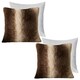 image 1 of OHS 2 x Faux Fur Striped Patterned Filled Cushions, 45x45cm - Brown