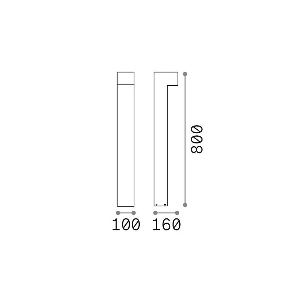image 1 of Sirio 80cm Outdoor Bollard Grey 1x LED 1100lm 3000K IP65