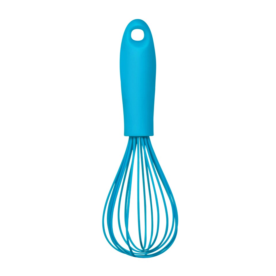 image 1 of Interiors by Premier Blue Pink Silicone Whisk, Non-Stick, Heat-Resistant to 240°C, Ergonomic Handle with Hanging Loop
