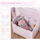 image 7 of HOMCOM Wooden Kids Toy Box Children Storage Organizer Chest Safety Hinge | Pink | 60cm x 40cm x 48cm
