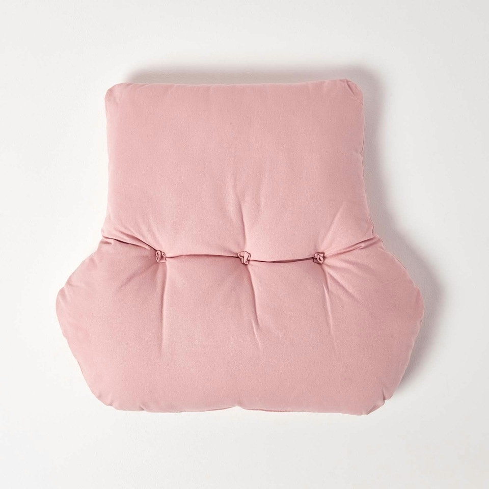 image 1 of Homescapes Pink Cotton Back Support Cushion | Pink