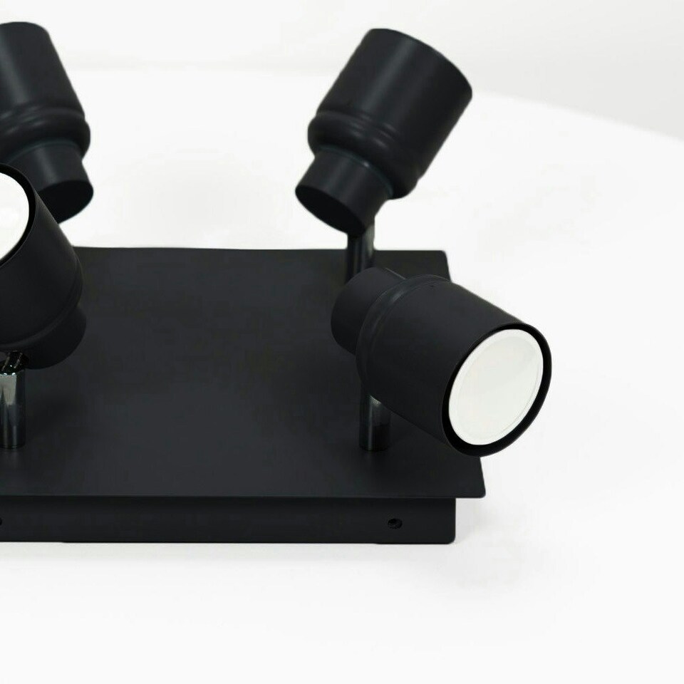 image 1 of ValueLights Benton Black IP44 Square Bathroom Ceiling Light Black