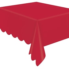 Red Scalloped Edge Paper Tablecover 274cm x 137cm