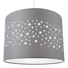 Stars Decorated Children/Kids Soft Grey Cotton Bedroom Pendant or Lamp Shade | Grey | Grey | 1